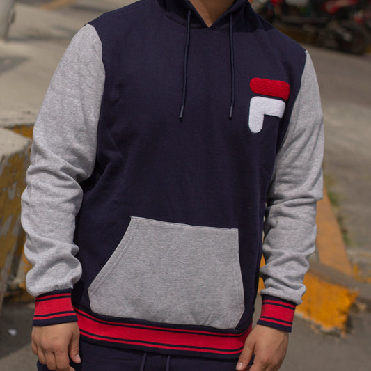 FILA SUDADERA MANGA GRIS AZUL
