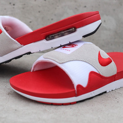 NIKE AIR MAX SLIDE WHITE RED