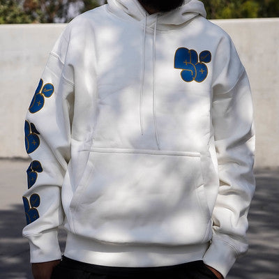 NIKE SB HOODIE WHITE LOGS BLUE
