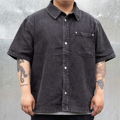 JORDAN DENIM BUTTON TOP BLACK