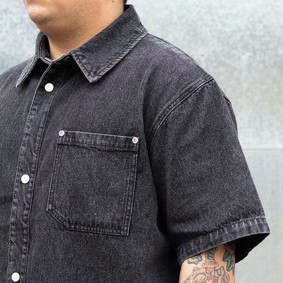 JORDAN DENIM BUTTON TOP BLACK