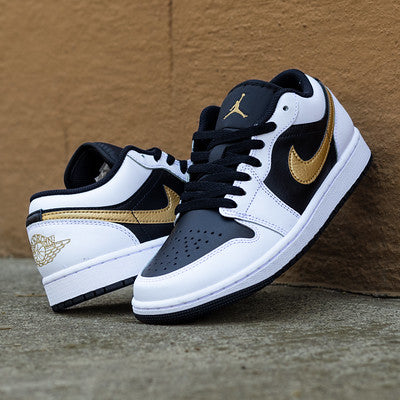 AIR JORDAN 1 LOW WHITE BLACK GOLD