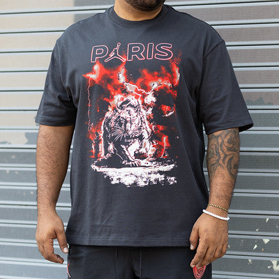 JORDAN PSG TEE BLACK TIGER RED