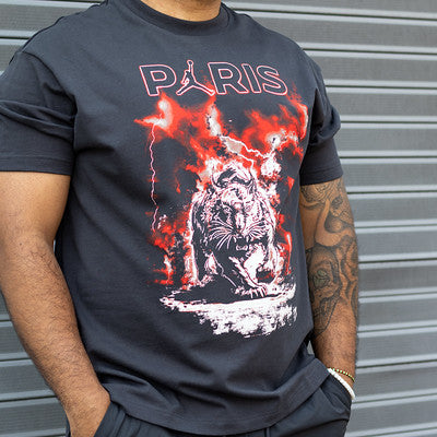 JORDAN PSG TEE BLACK TIGER RED