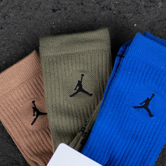 JORDAN SOCKS LARGE BLUE OLIVE BROWN