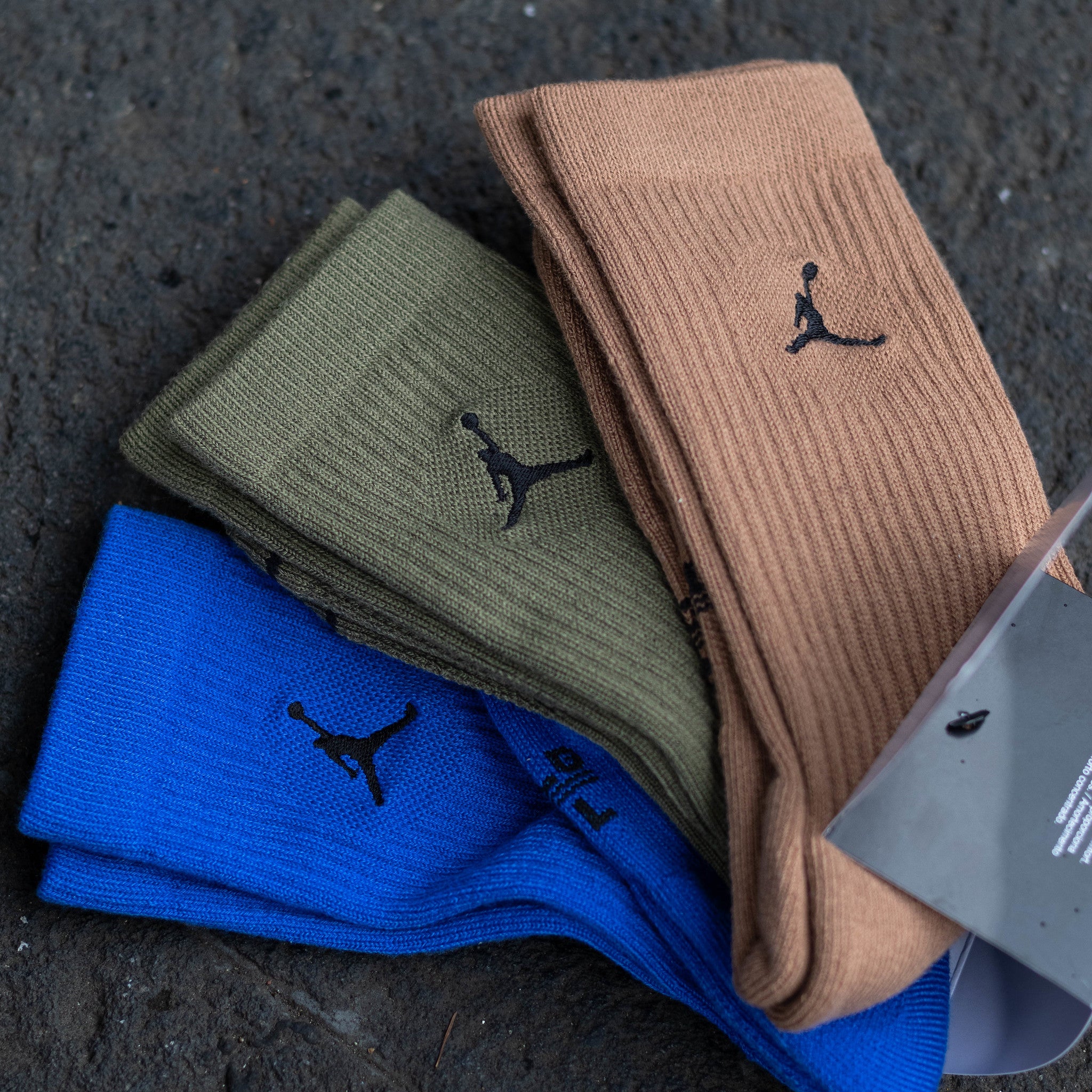 JORDAN SOCKS LARGE BLUE OLIVE BROWN