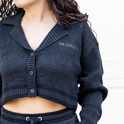 AIR JORDAN KNIT TOP CARDIGAN BLACK