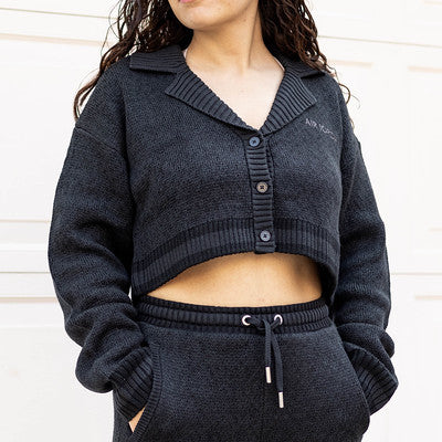 AIR JORDAN KNIT TOP CARDIGAN BLACK