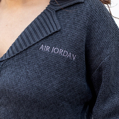 AIR JORDAN KNIT TOP CARDIGAN BLACK