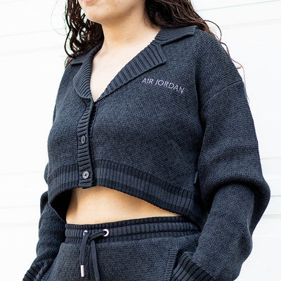 AIR JORDAN KNIT TOP CARDIGAN BLACK