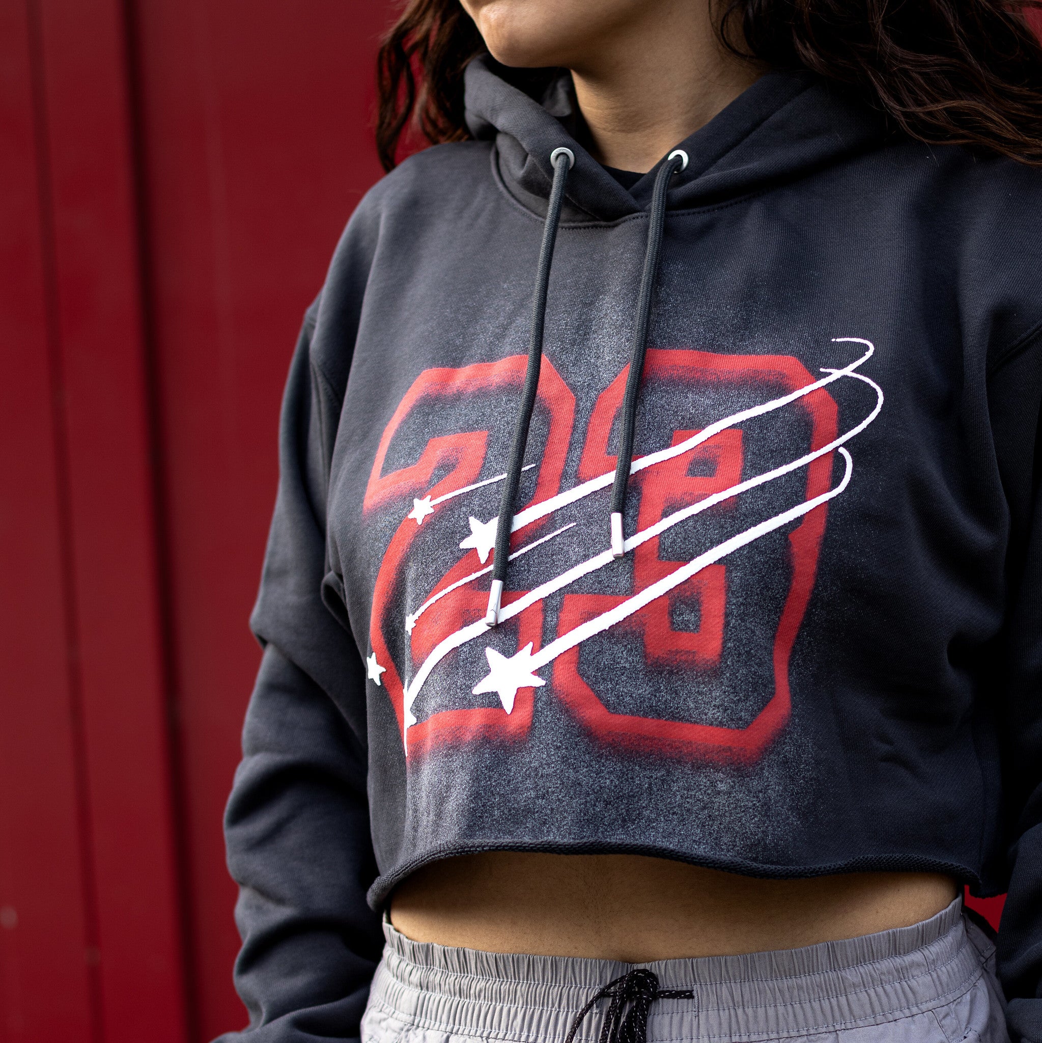 JORDAN CROPPED HOODIE RED 23 BLACK
