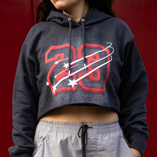 JORDAN CROPPED HOODIE RED 23 BLACK