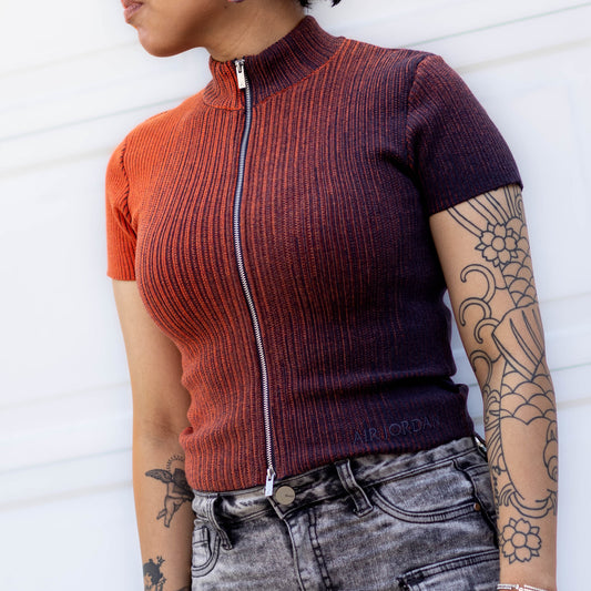 JORDAN ZIP KNIT TOP GRADIENT