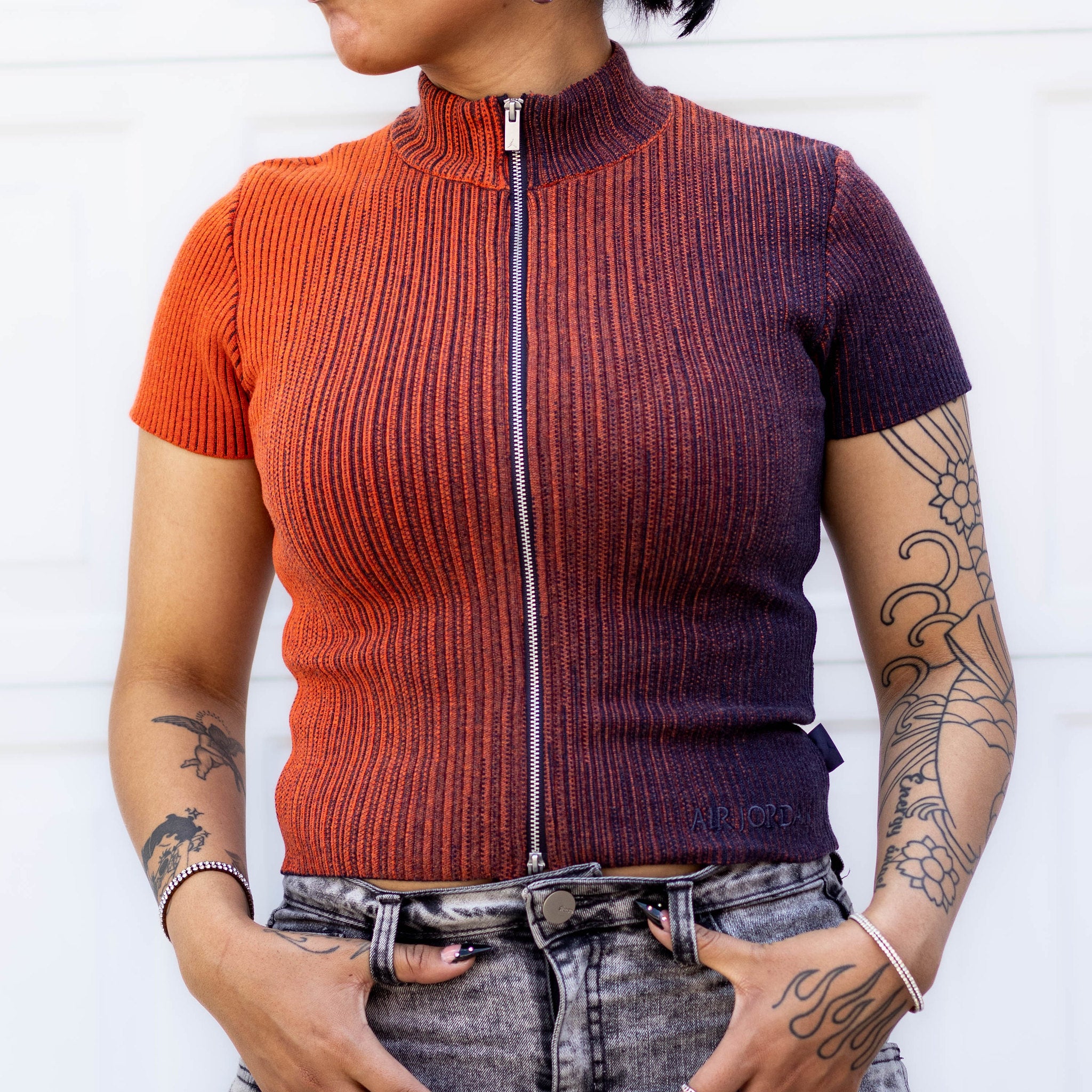 JORDAN ZIP KNIT TOP GRADIENT
