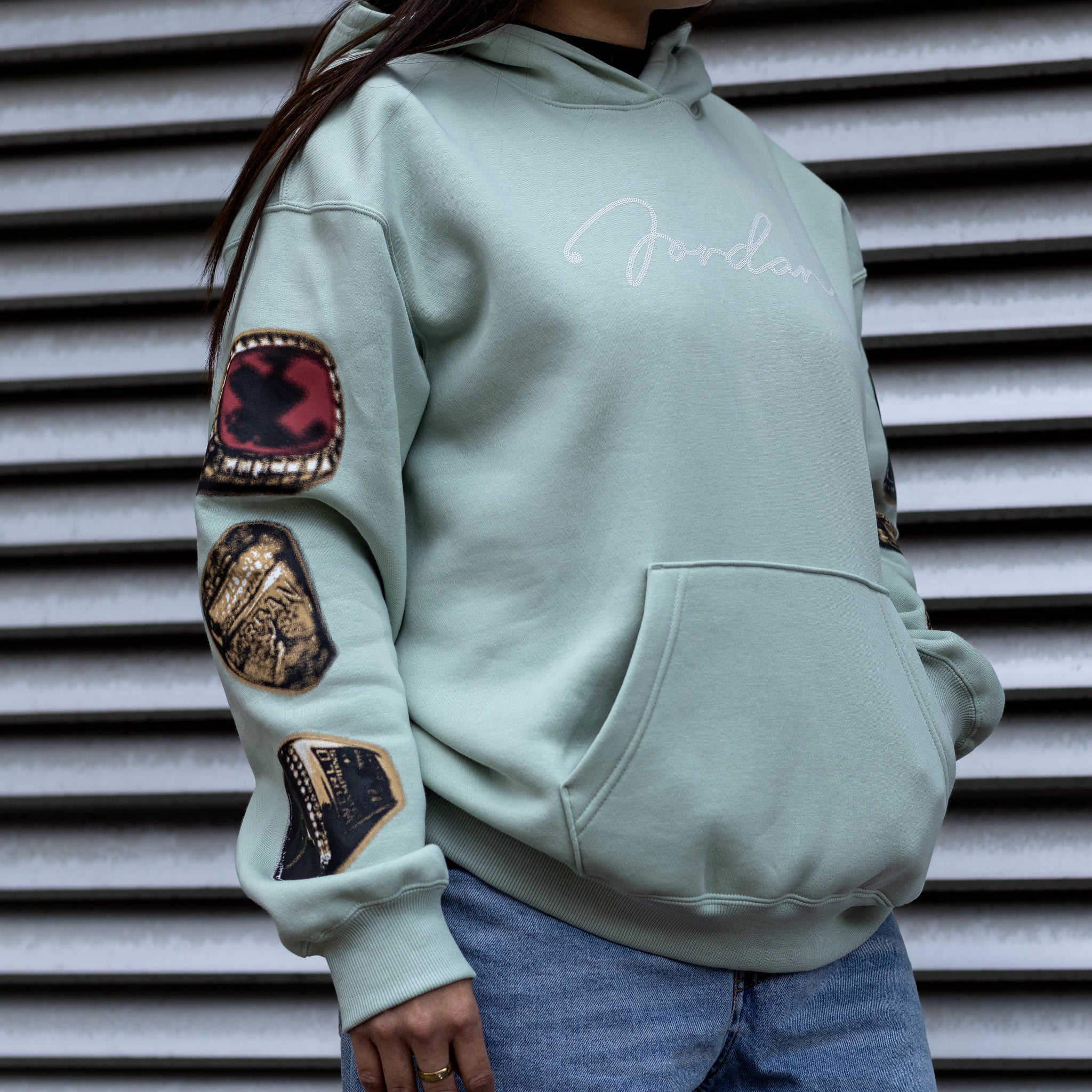 JORDAN HOODIE SEAFOAM SIX RINGS HIL