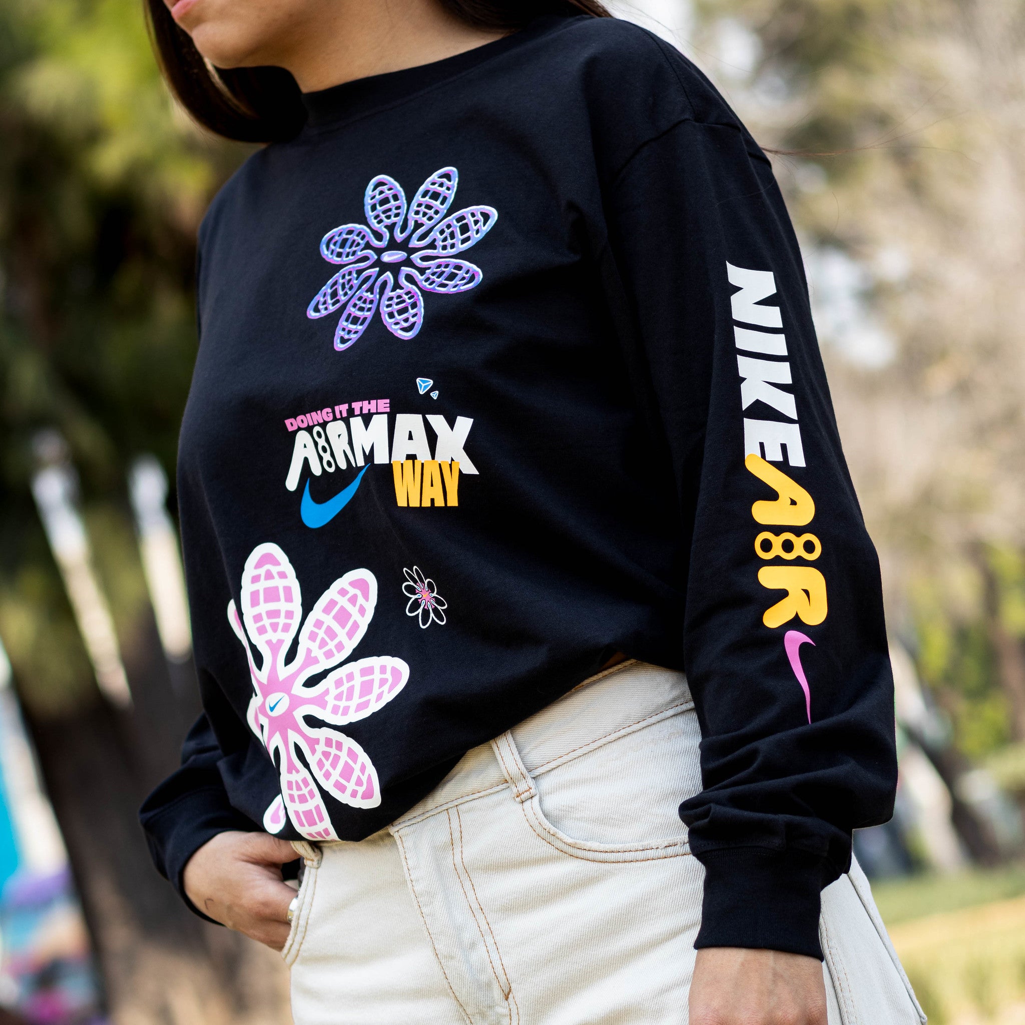 NIKE TEE LONG AIR MAX FLOWER BLACK