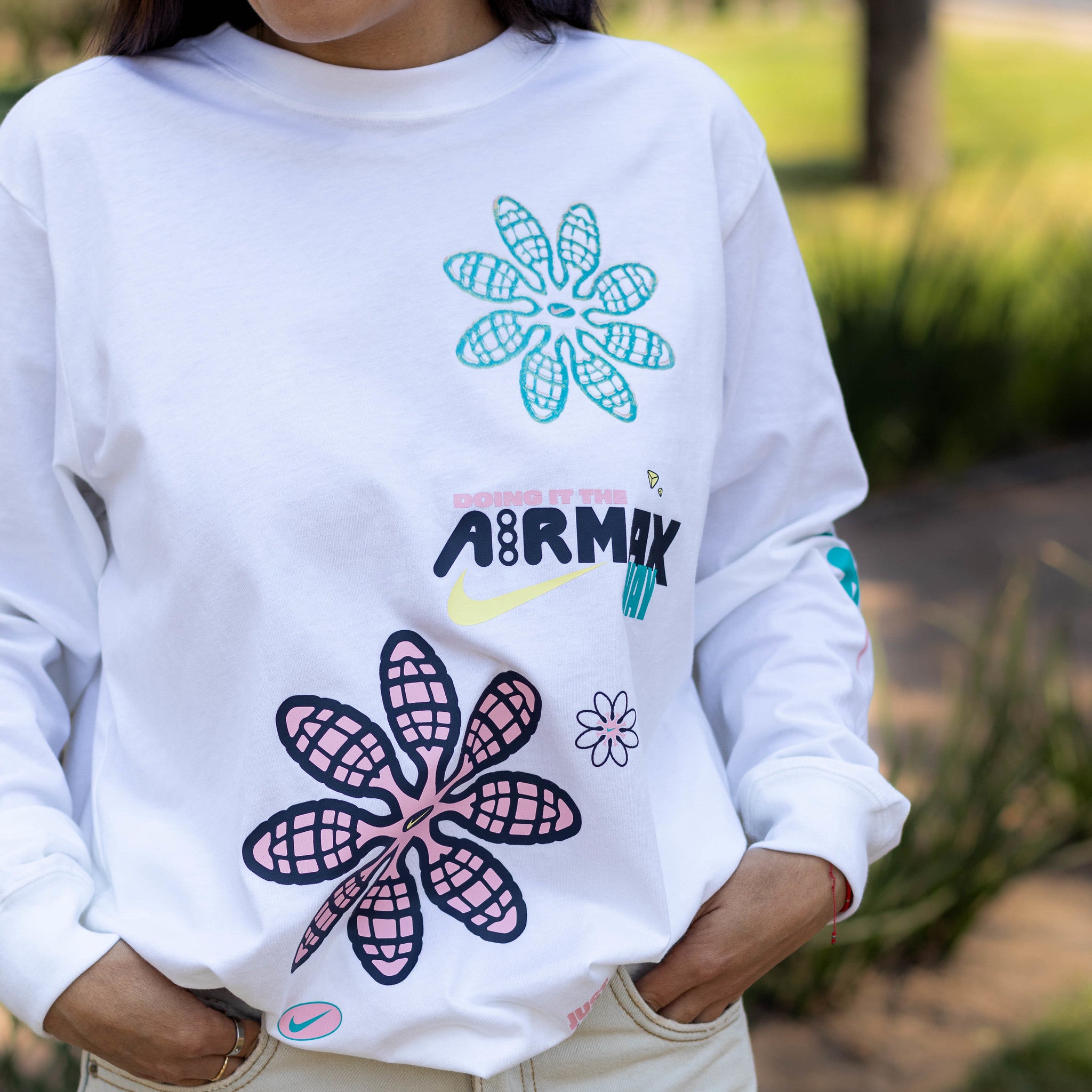NIKE TEE LONG AIR MAX FLOWER WHITE