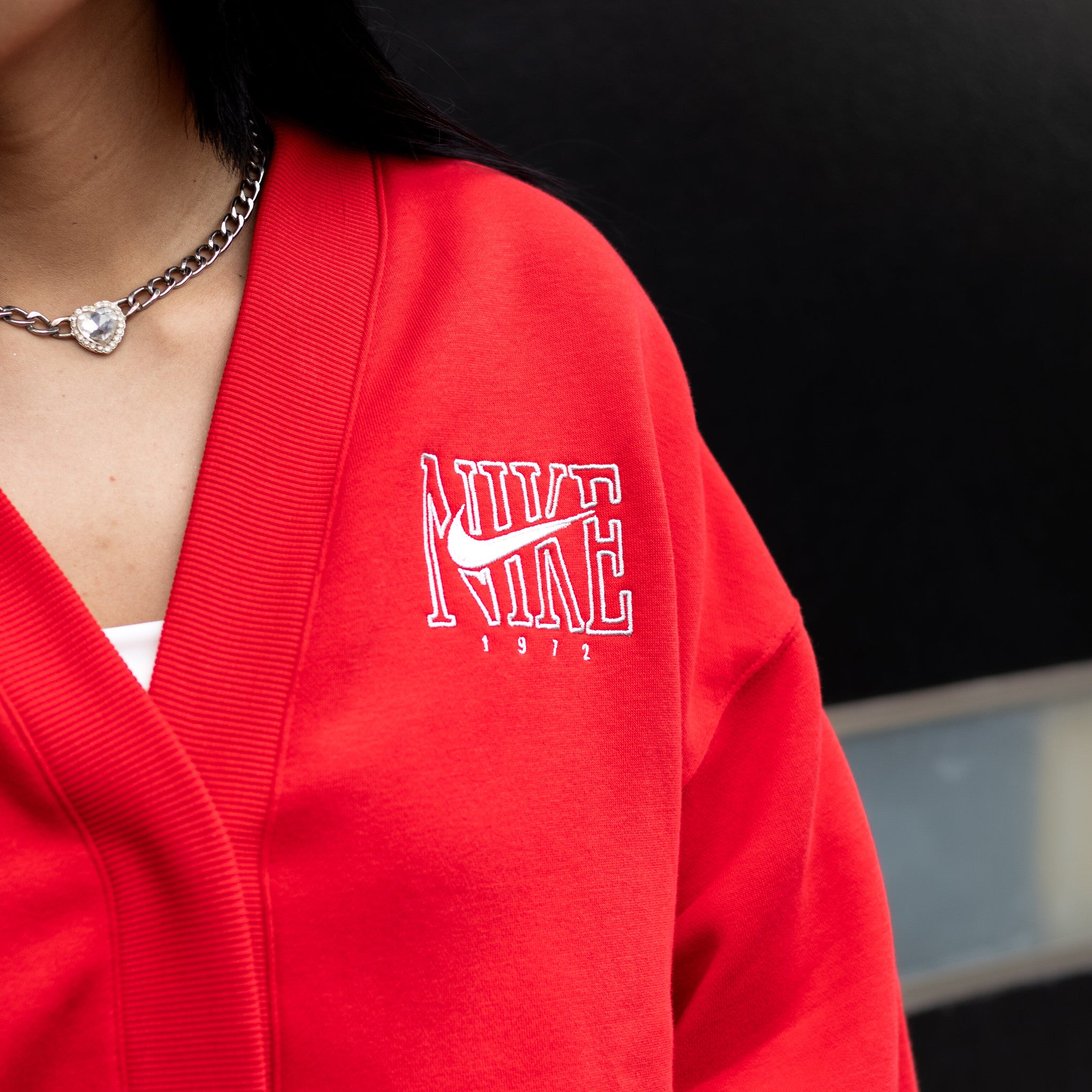 NIKE SP PHOENIX FLEECE CARDIGAN RED