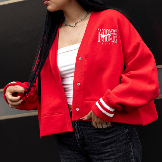 NIKE SP PHOENIX FLEECE CARDIGAN RED