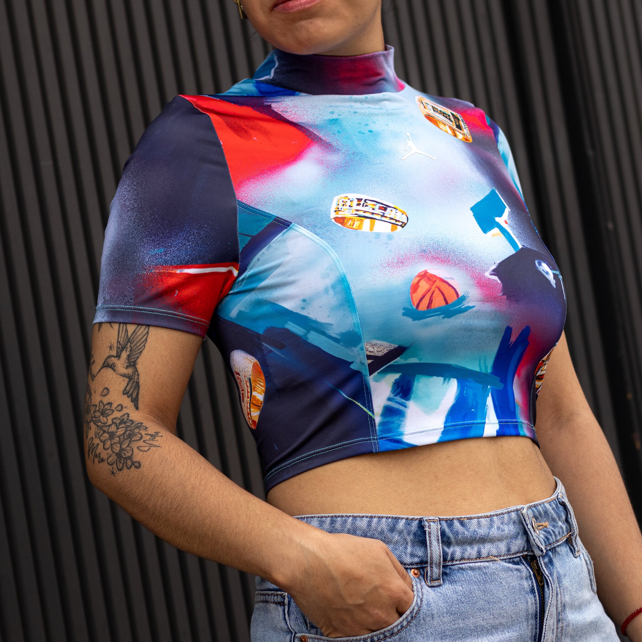 JORDAN CROP TOP PRINTED KNIT