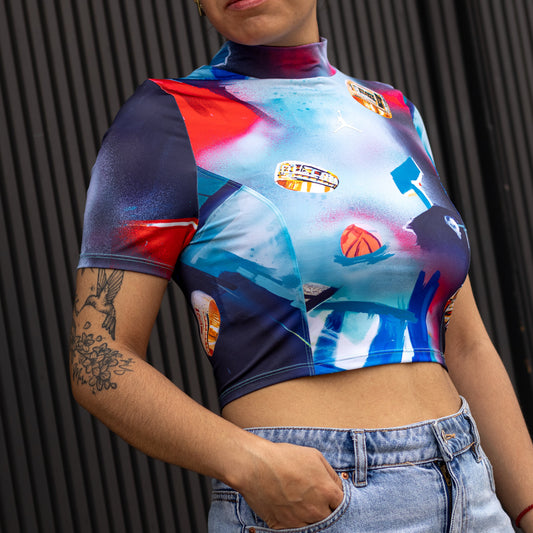 JORDAN CROP TOP PRINTED KNIT