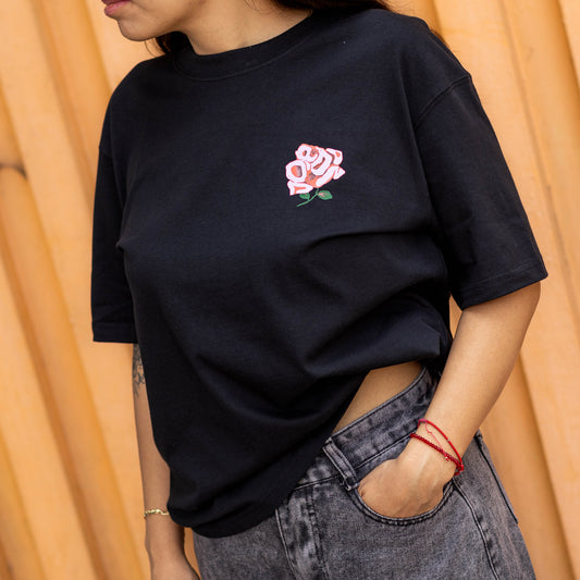 JORDAN TEE BLACK FLOWER JOR PINK