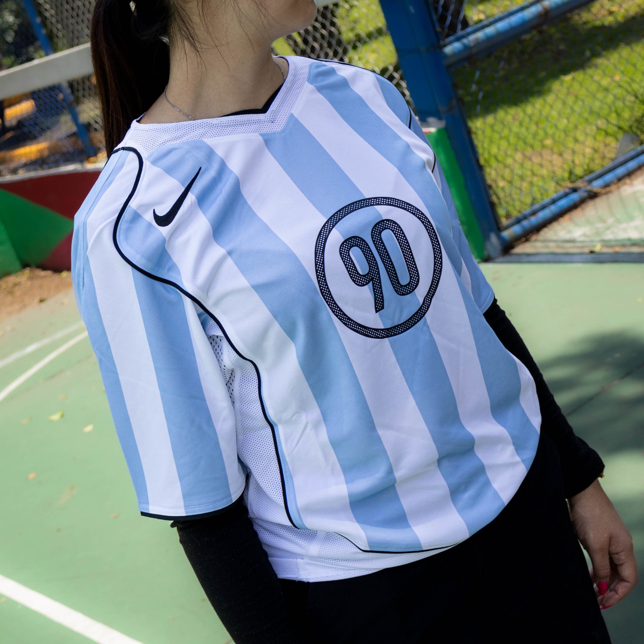 NIKE JERSEY T90 PYCHIC BLUE WHITE