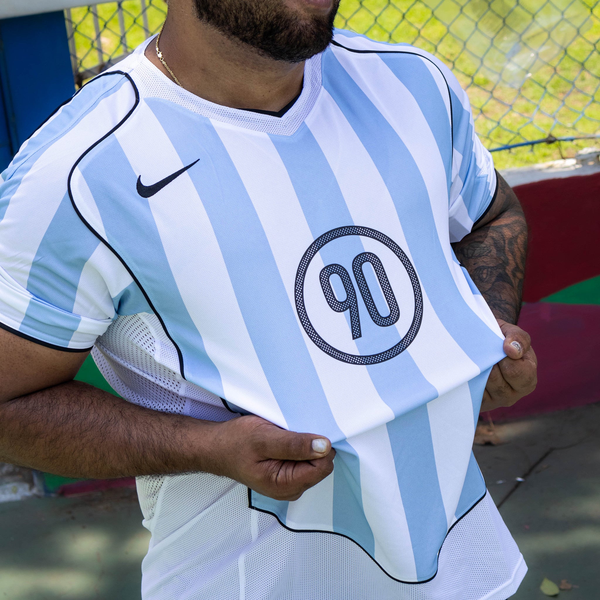 NIKE JERSEY T90 PYCHIC BLUE WHITE