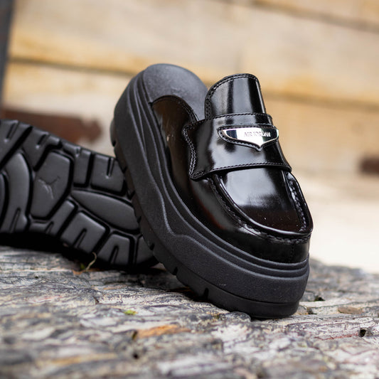 JORDAN MULE BLACK METALLIC SILVER