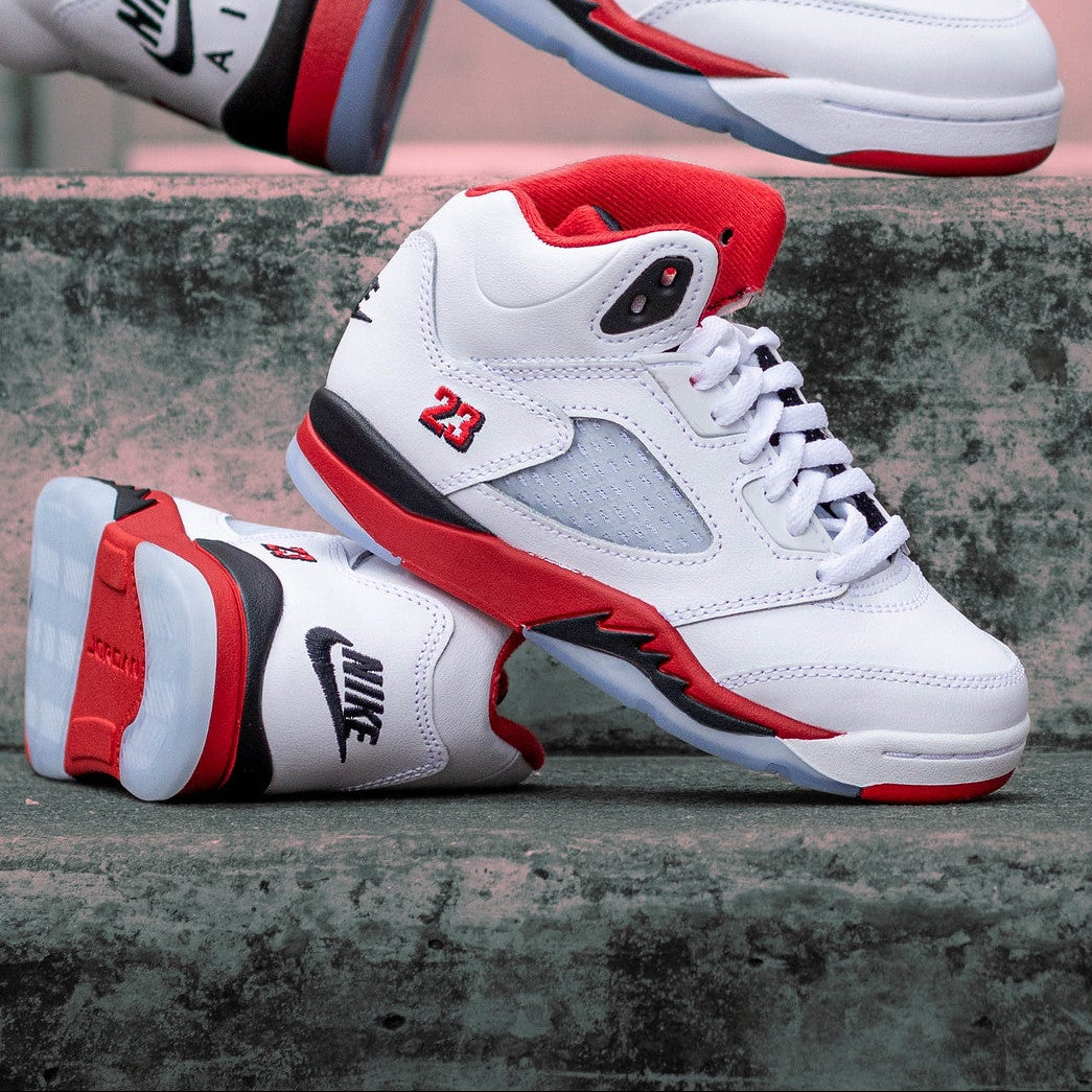 AIR JORDAN 5 FIRE RED BLACK TONGUE PS