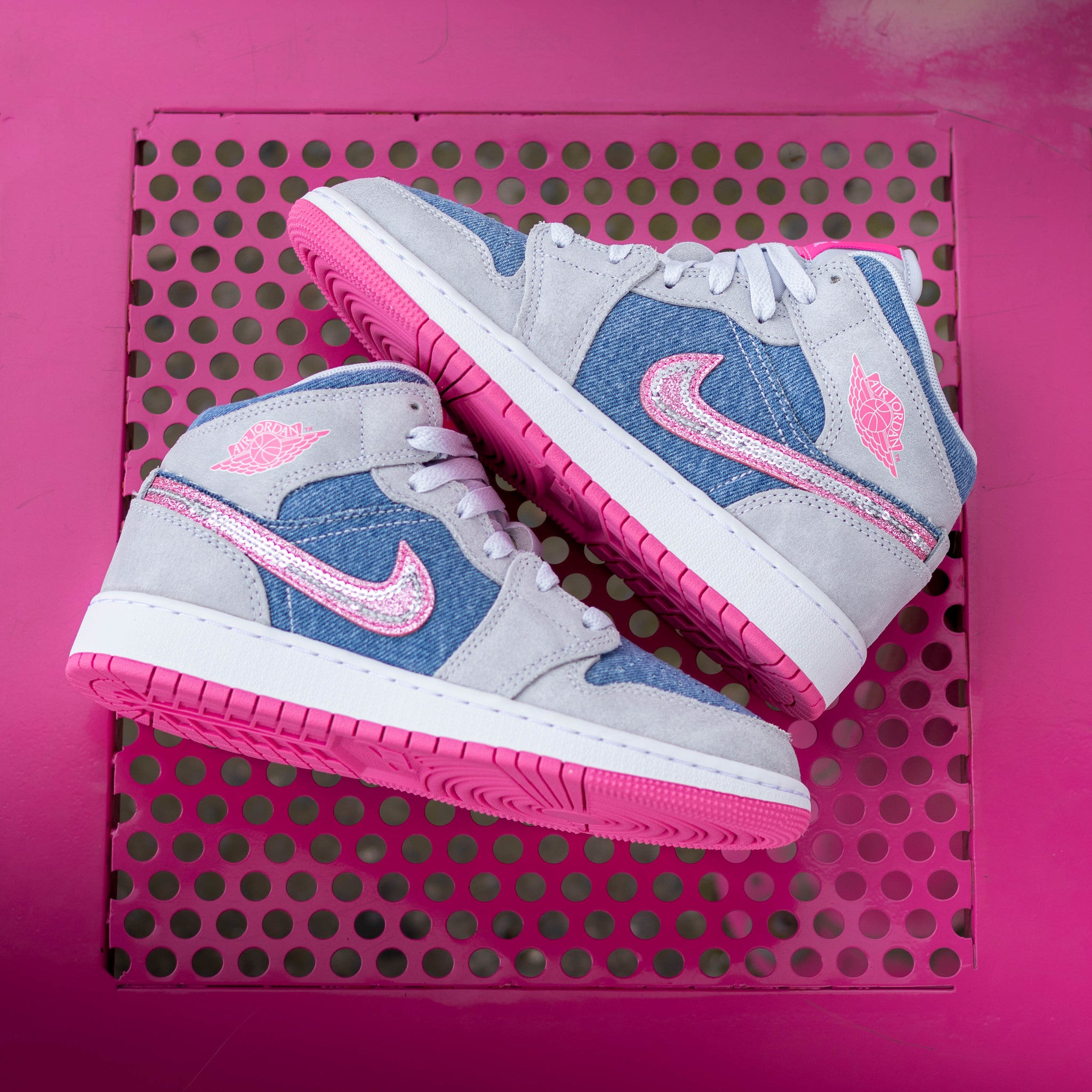 AIR JORDAN 1 MID DENIM PINK BLISS GS