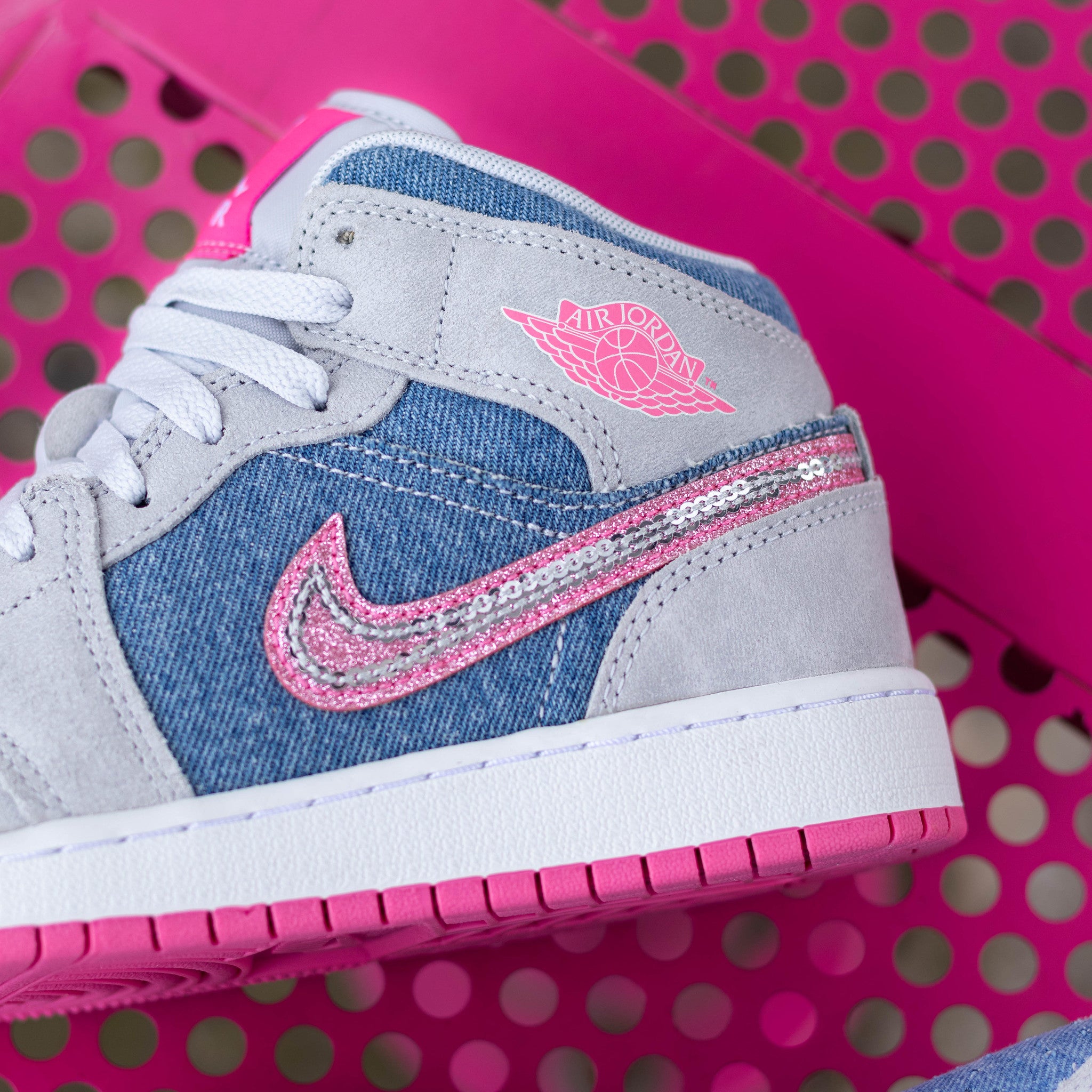 AIR JORDAN 1 MID DENIM PINK BLISS GS