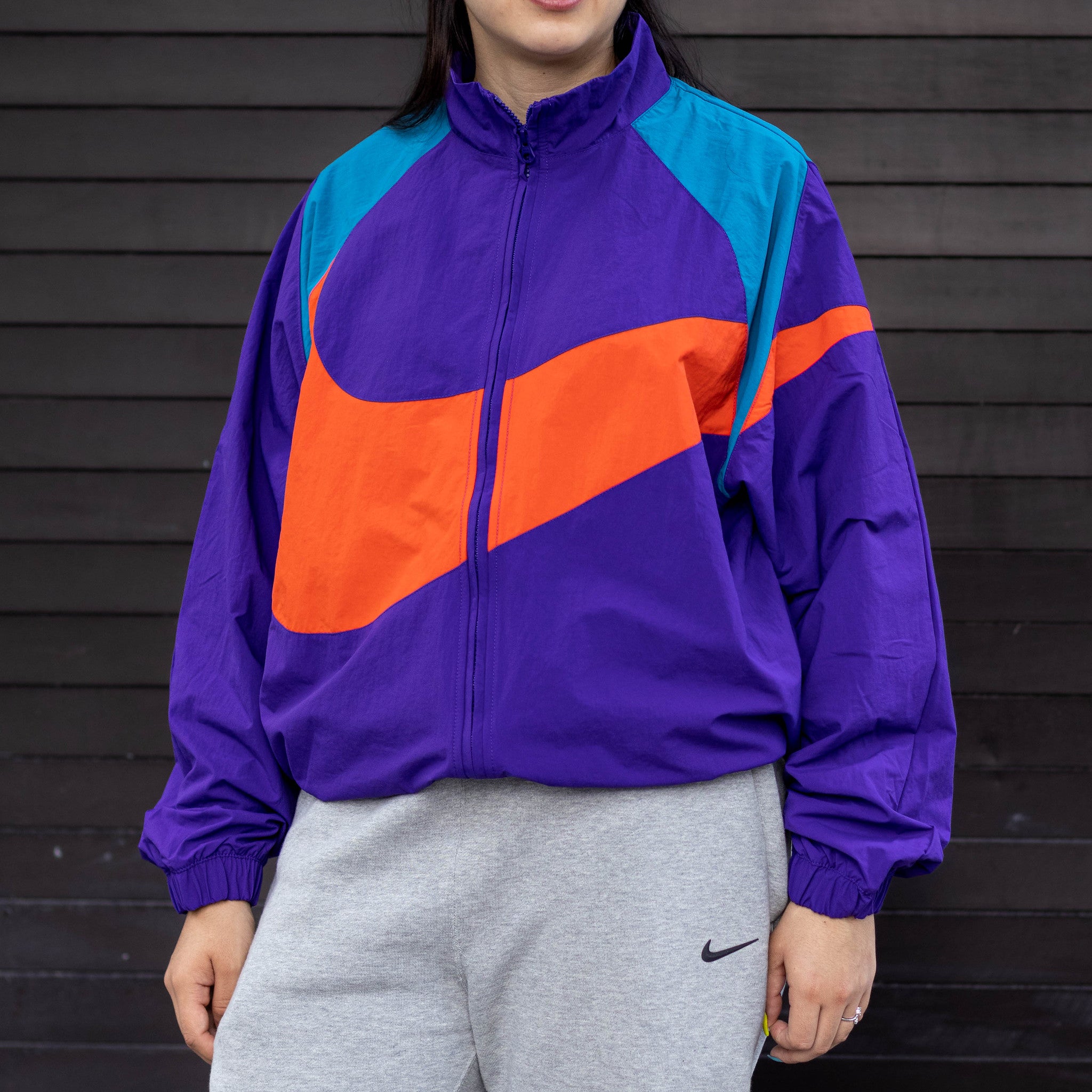 NIKE NSW WOVEN JACKET PURPLE GREEN LOGO W