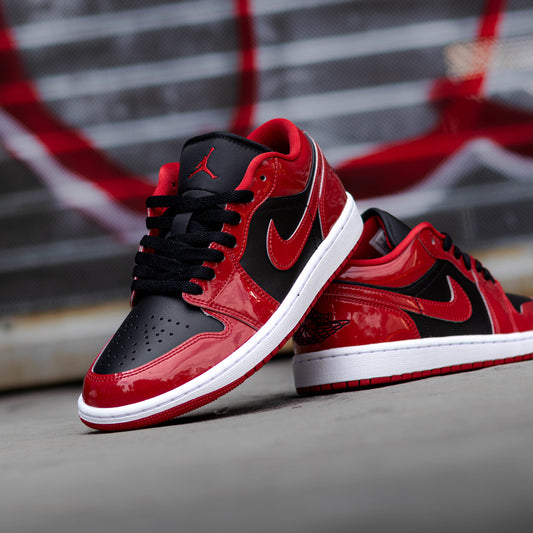 AIR JORDAN 1 LOW BLACK VARSITY RED PATENT