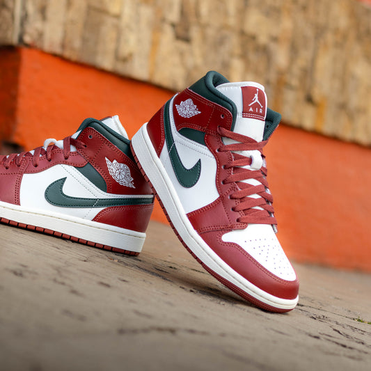 AIR JORDAN 1 MID BAROQUE RED SAIL GREEN