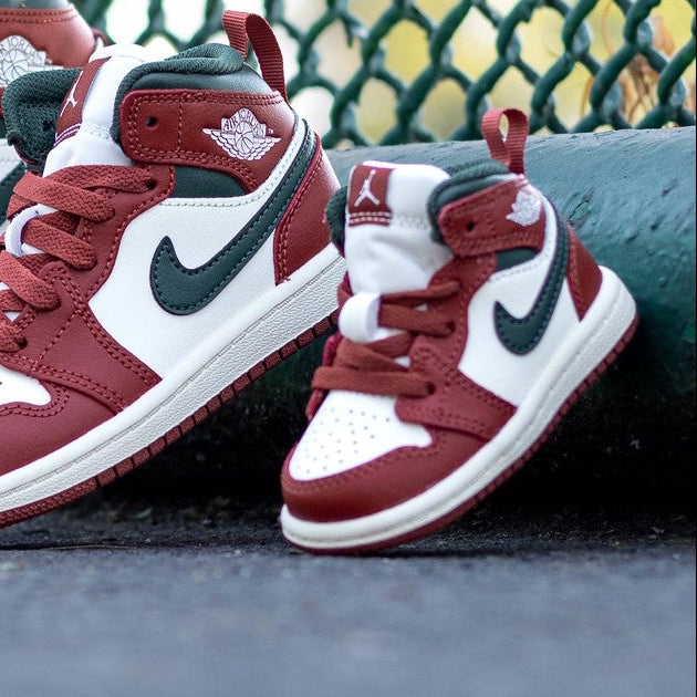 AIR JORDAN 1 MID BAROQUE RED SAIL GREEN TD