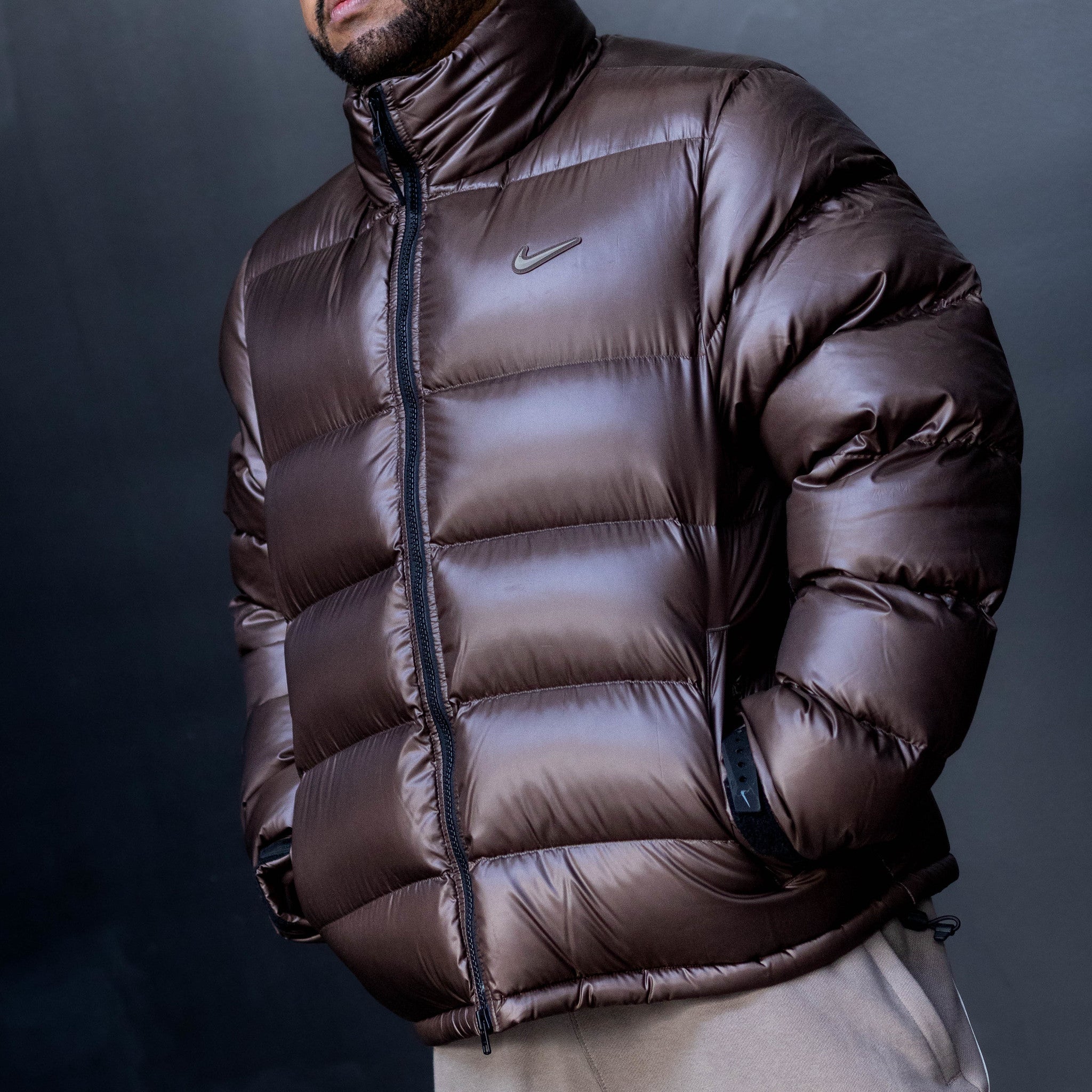NIKE NOCTA SUNSET PUFFER JACKET OLIVE BROWN