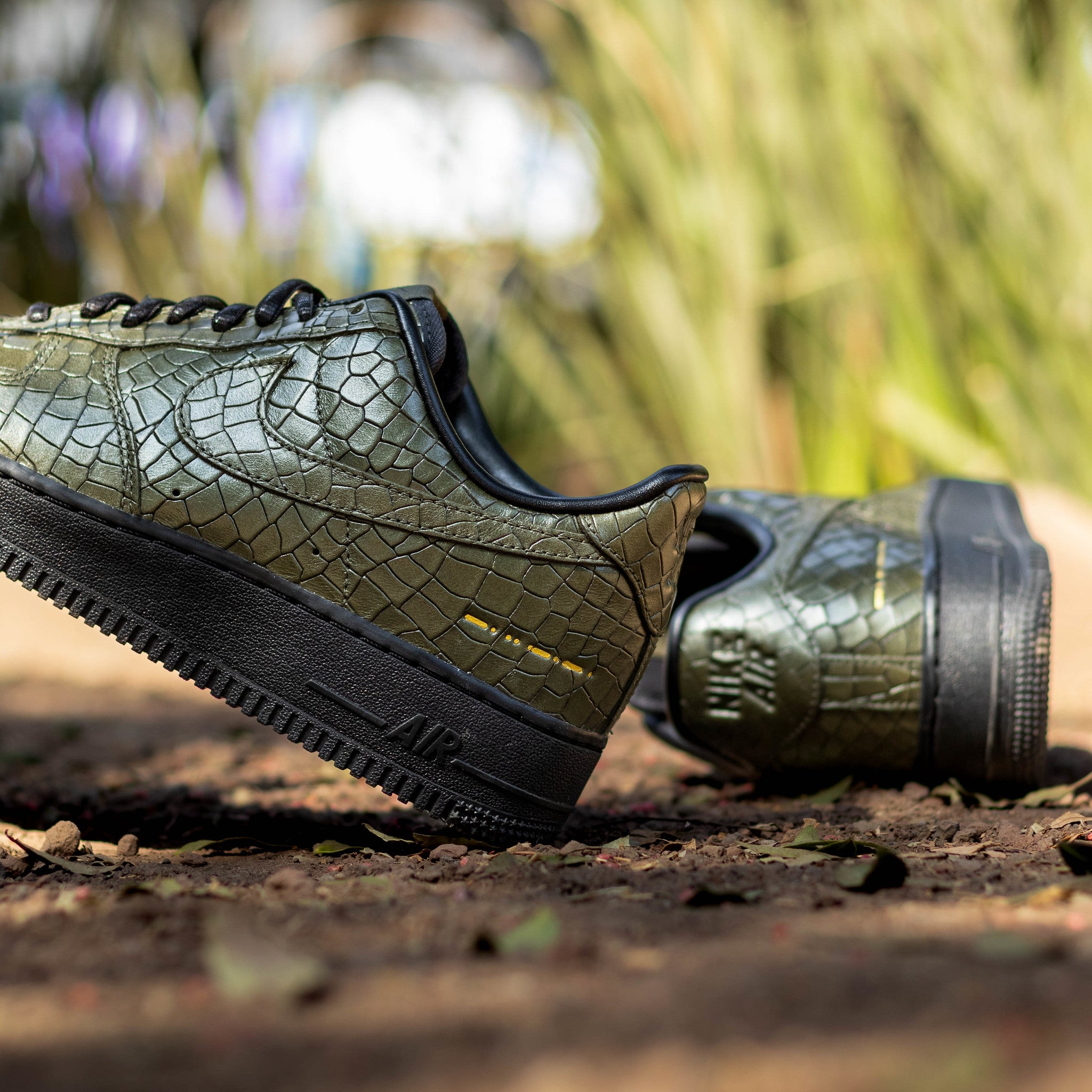 NIKE AIR FORCE ONE LOW MORSE CODE CROC GREEN