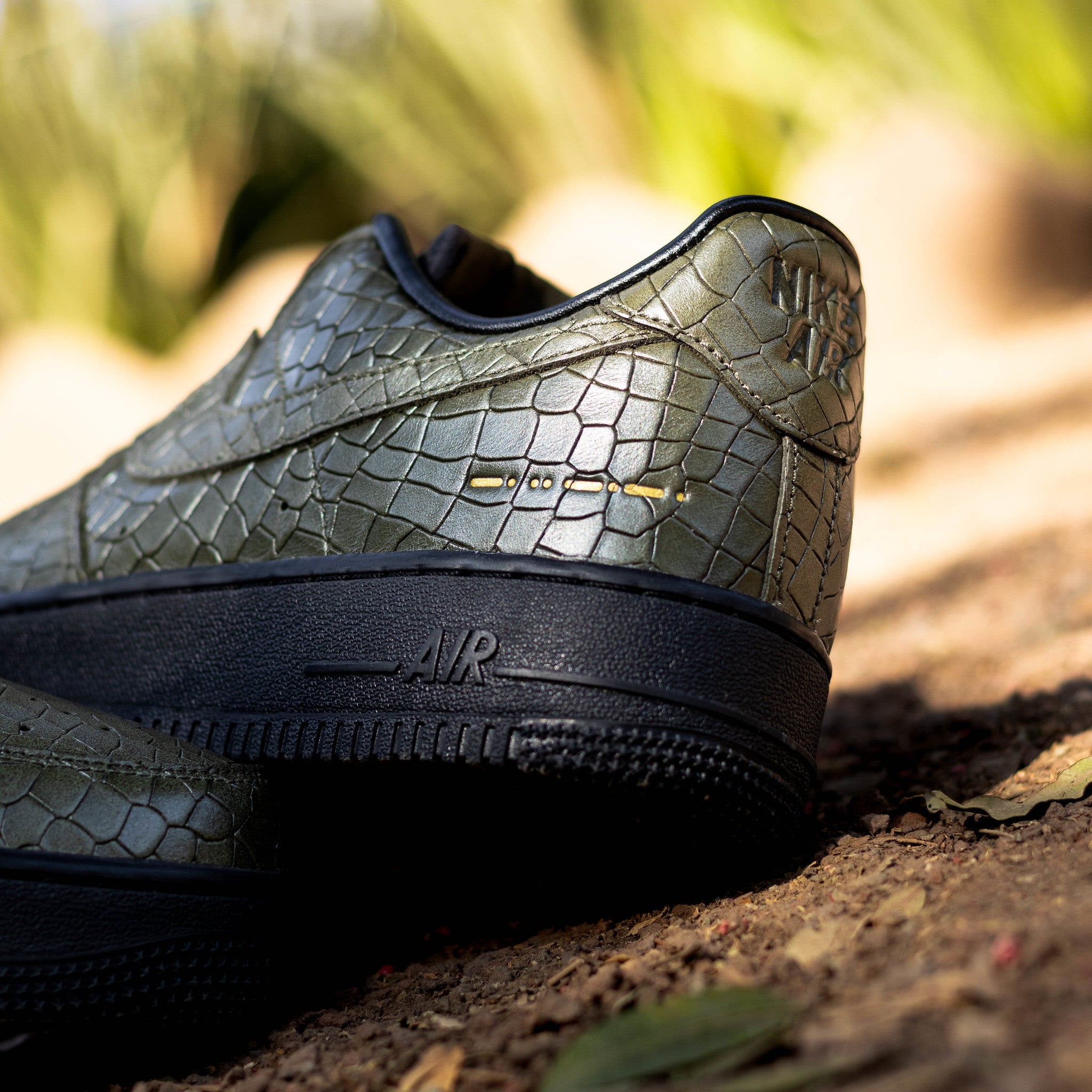 NIKE AIR FORCE ONE LOW MORSE CODE CROC GREEN