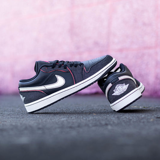 AIR JORDAN 1 LOW BLACK DENIM RACER PINK