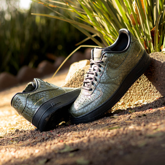 NIKE AIR FORCE ONE LOW MORSE CODE CROC GREEN