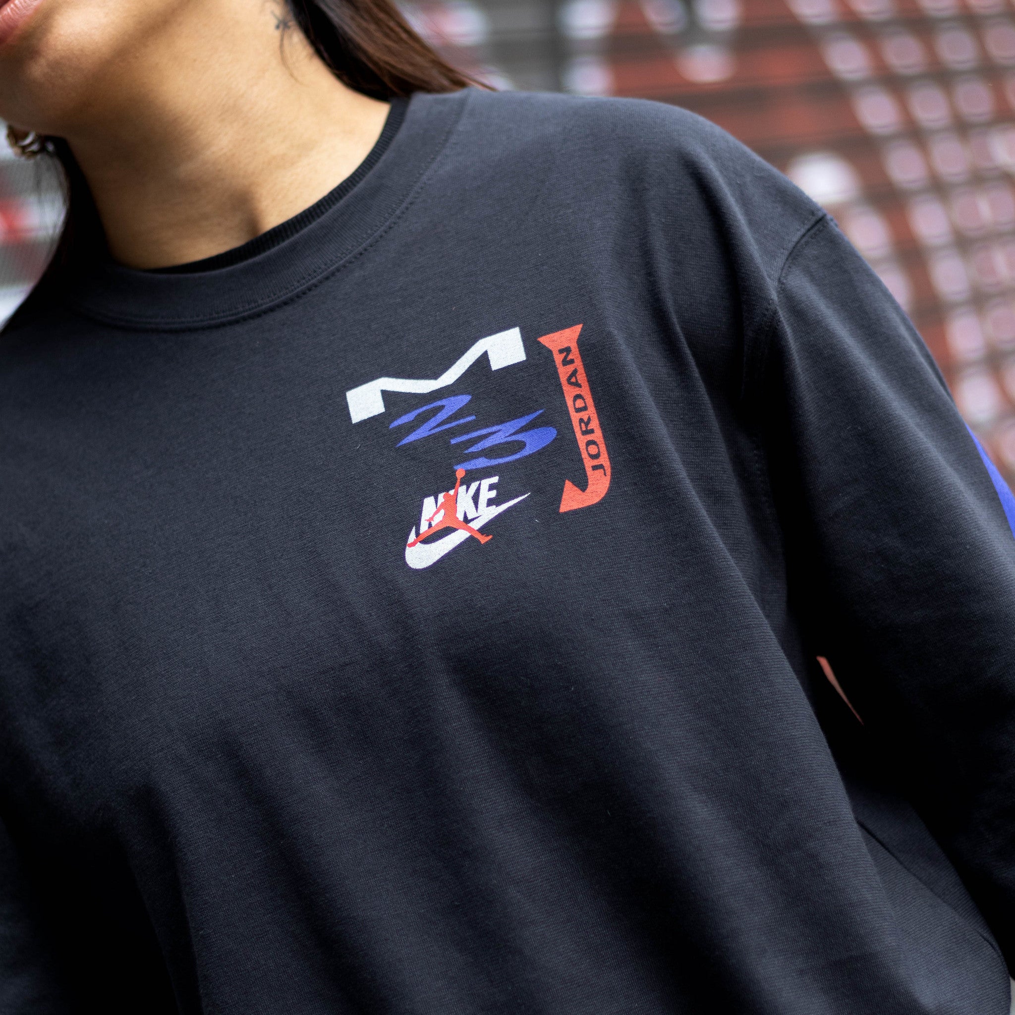 JORDAN TEE FLIGHT BLACK RED BLUE LONG OVER W