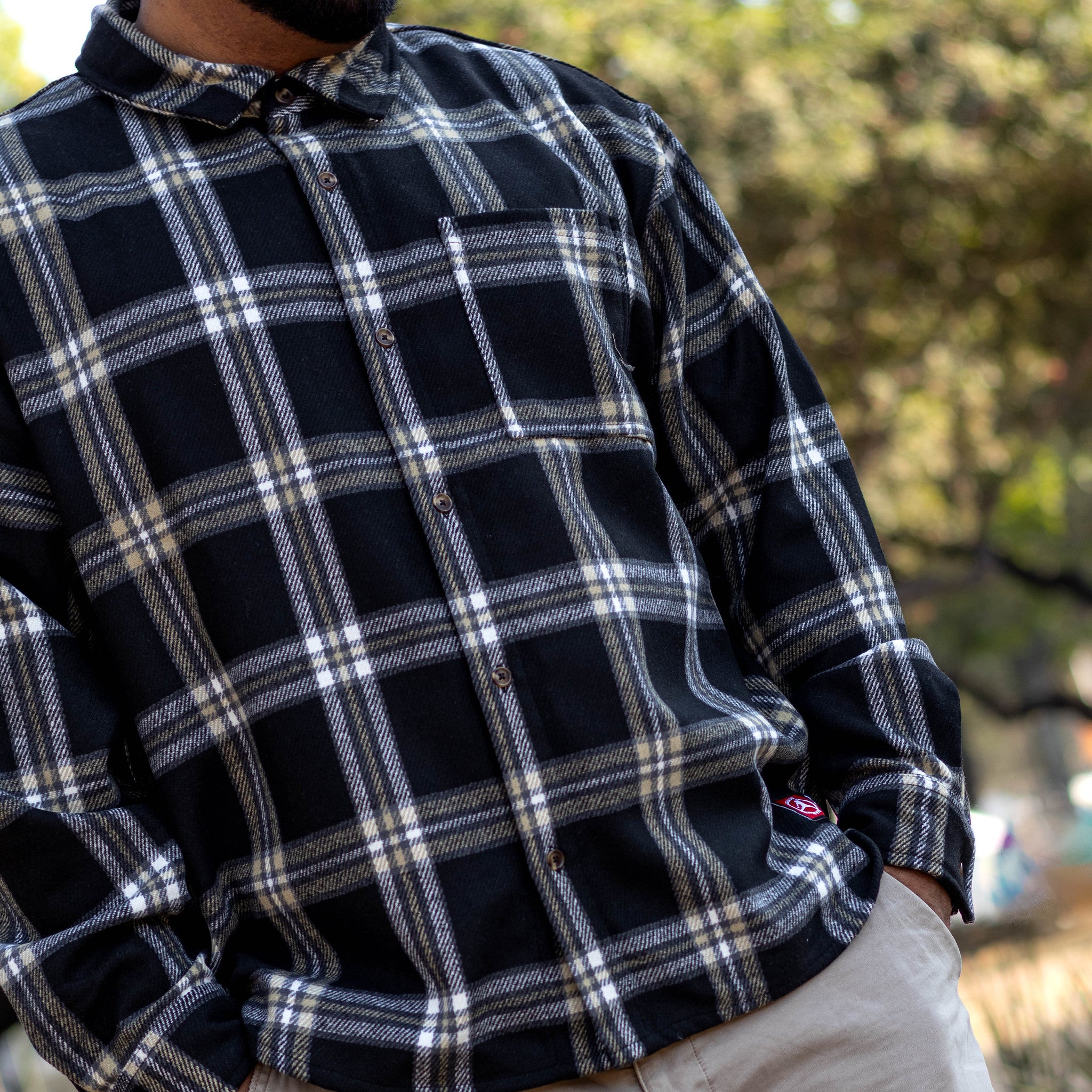 JORDAN SHIRT FLANNEL BLACK LOG