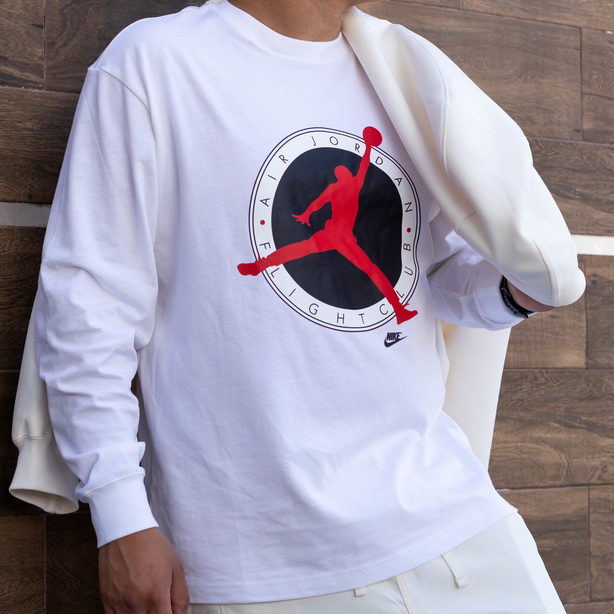 JORDAN TEE LONG FLIGHT CLUB BIG LOG WHITE