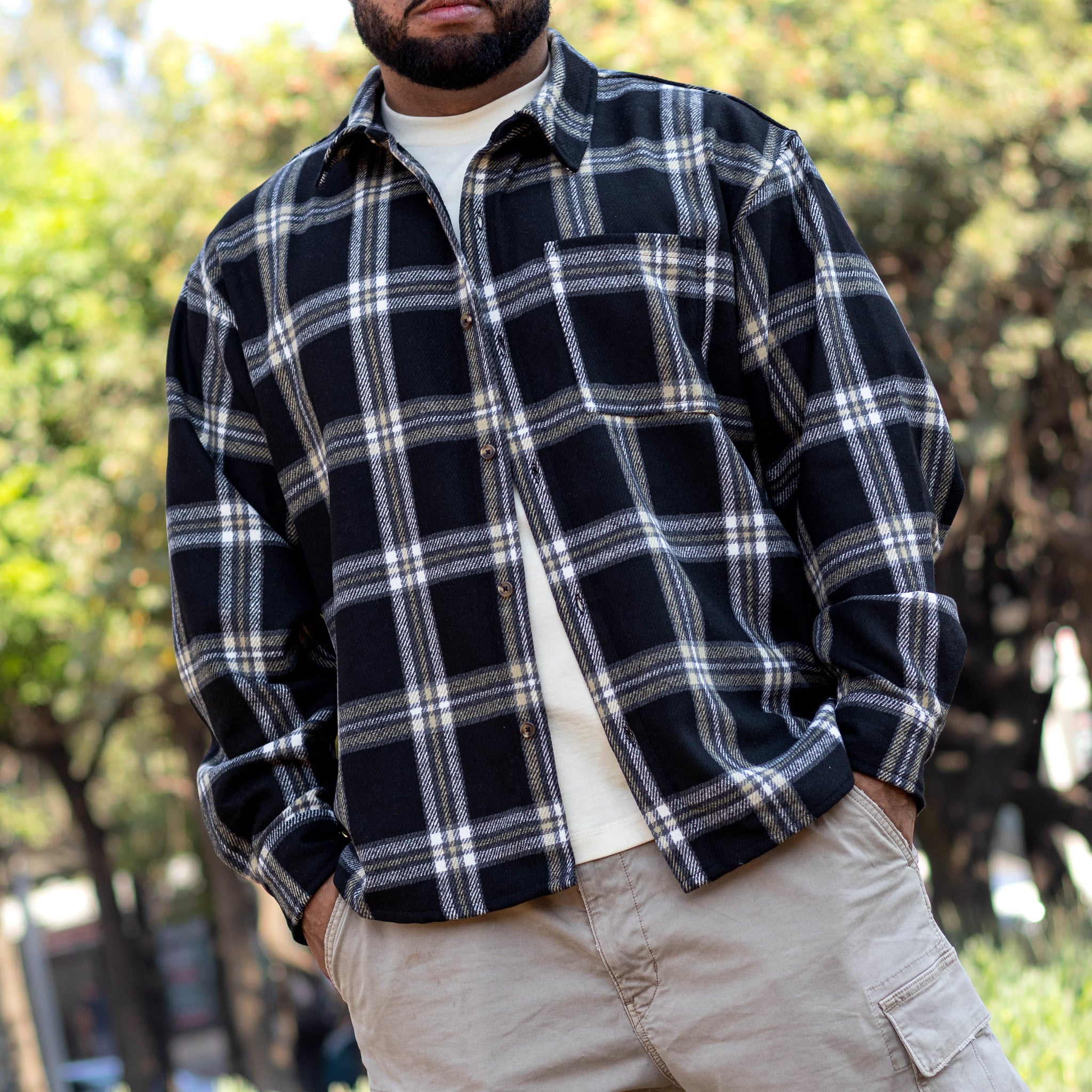 JORDAN SHIRT FLANNEL BLACK LOG