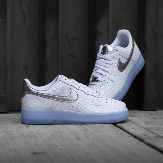 NIKE AIR FORCE ONE LOW CROC WHITE SILVER