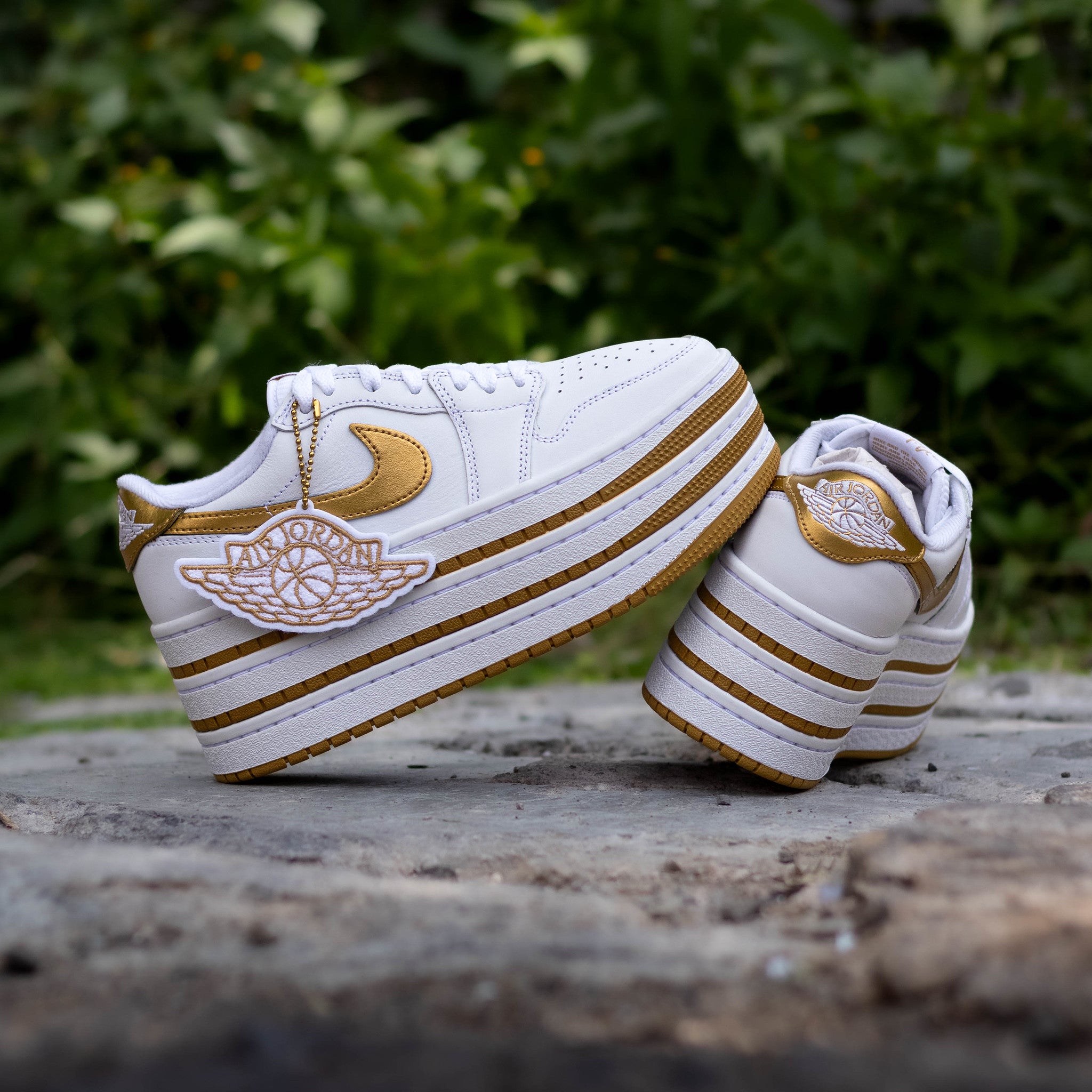 AIR JORDAN 1 LOW TRIPLE STACK WHITE GOLD