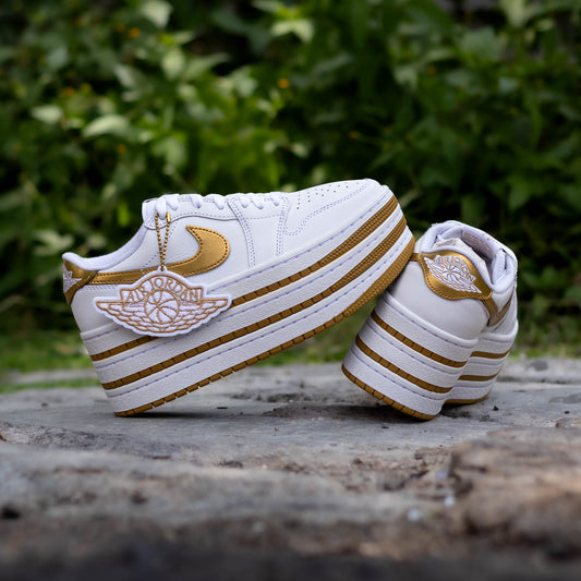 AIR JORDAN 1 LOW TRIPLE STACK WHITE GOLD