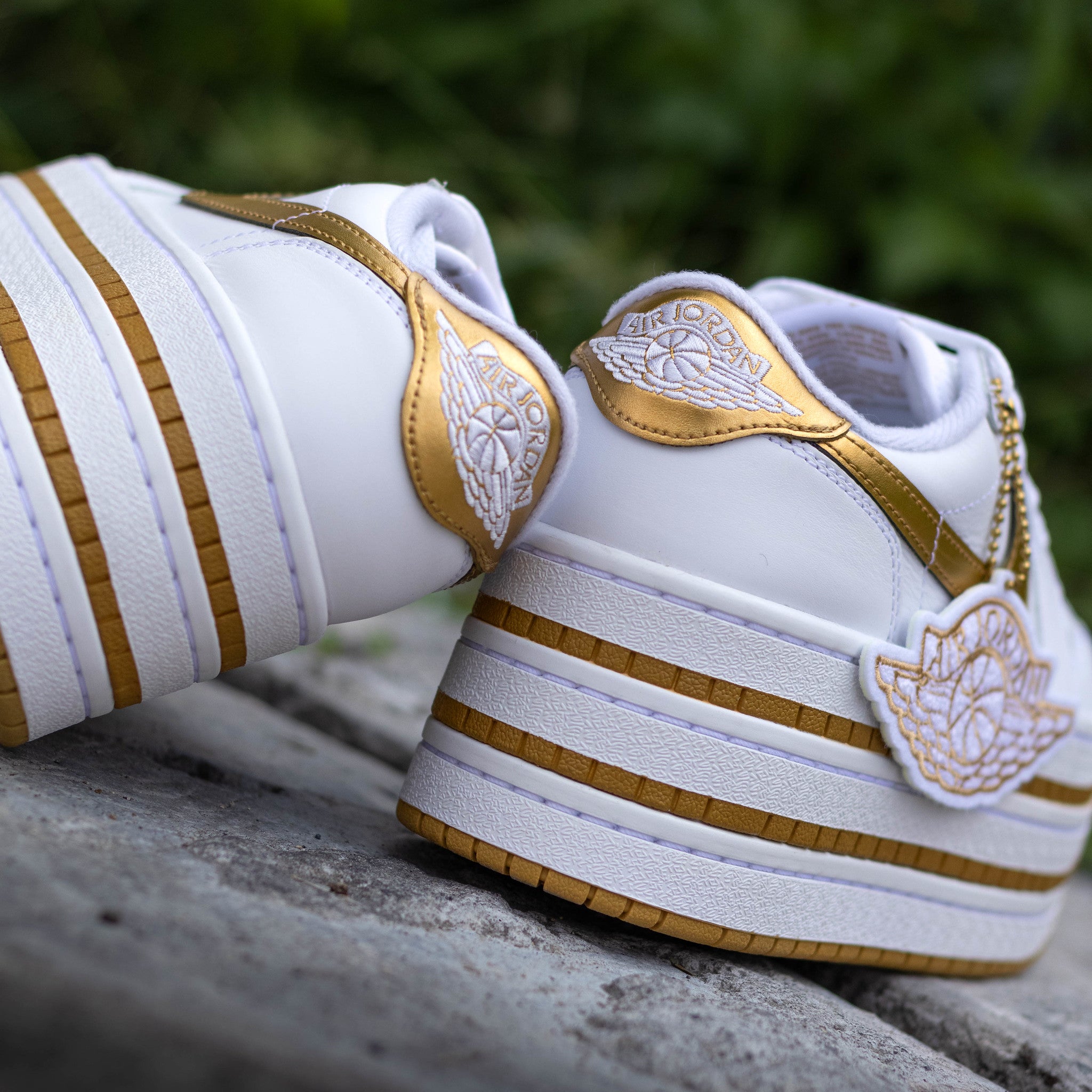 AIR JORDAN 1 LOW TRIPLE STACK WHITE GOLD