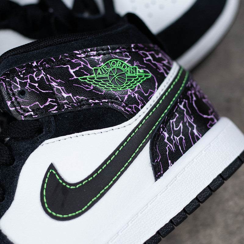 AIR JORDAN 1 MID PURPLE GREEN LIGHT PS